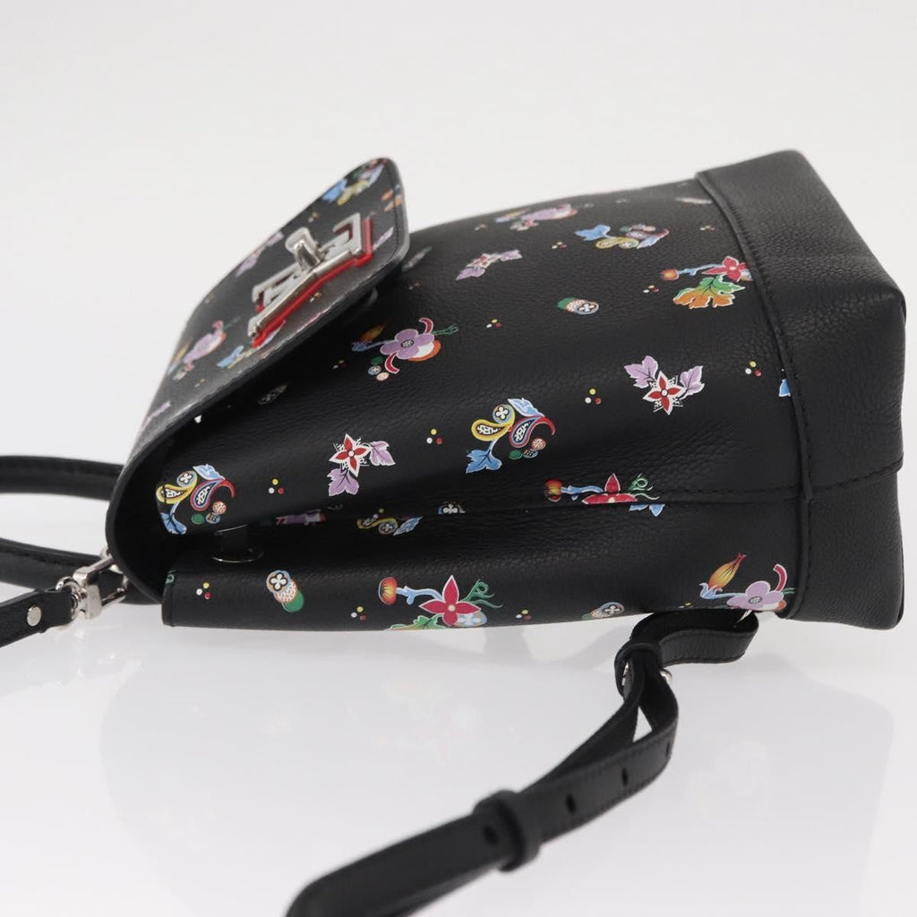 Louis Vuitton Lockme Backpack Floral Printed Leather Black Leather Backpack Bag (Authentic  )