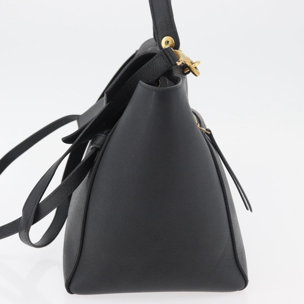 Celine Belt Bag Textured Leather Black Leather Handbag ( )
