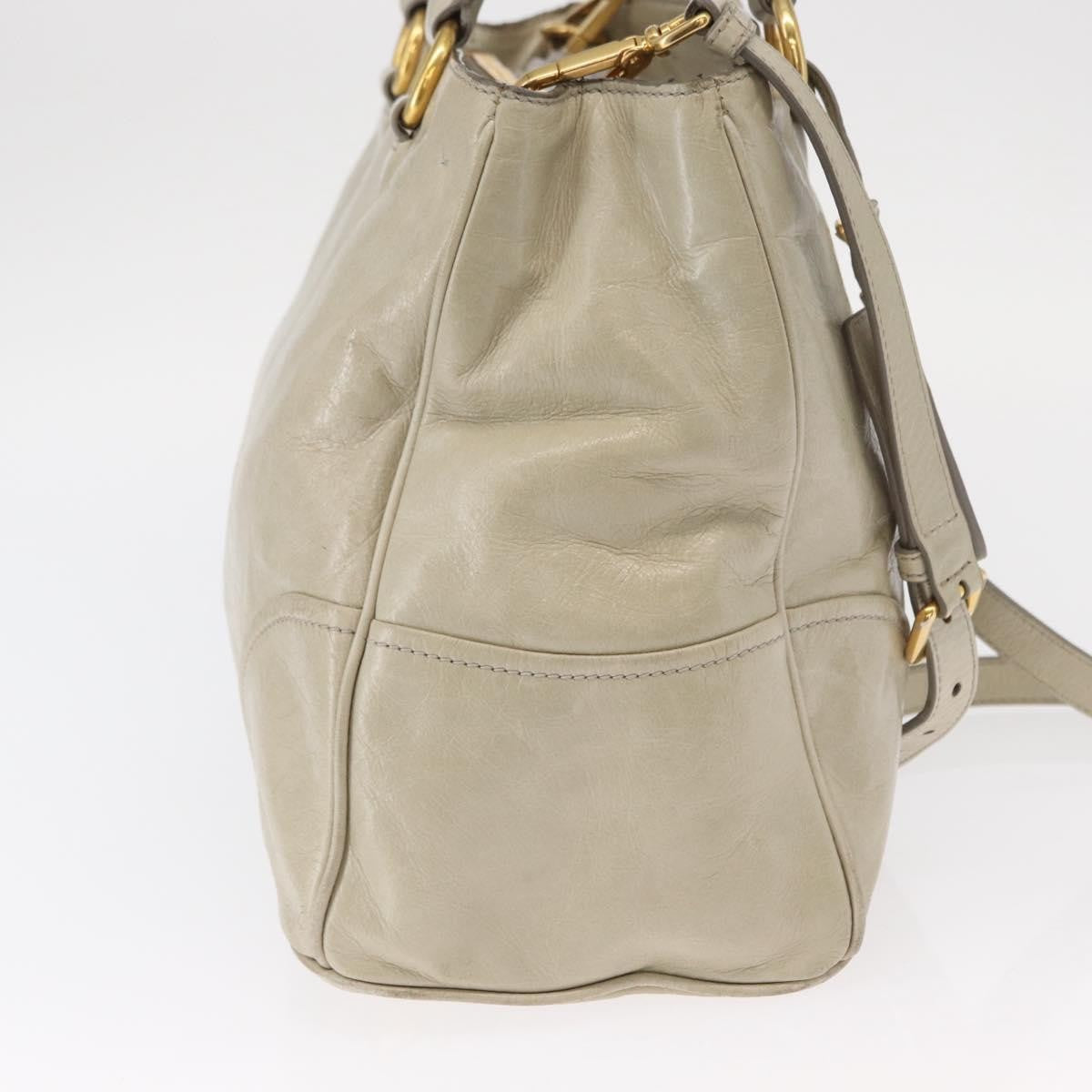 Prada Tote Vitello Daino Vitello Daino Beige Leather Handbag (Authentic  )