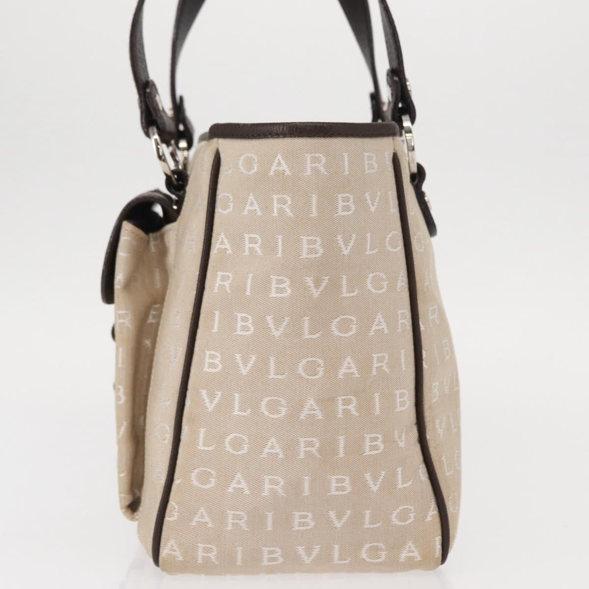 Bvlgari Logomania Handbag Canvas Beige Canvas Handbag (Authentic  )
