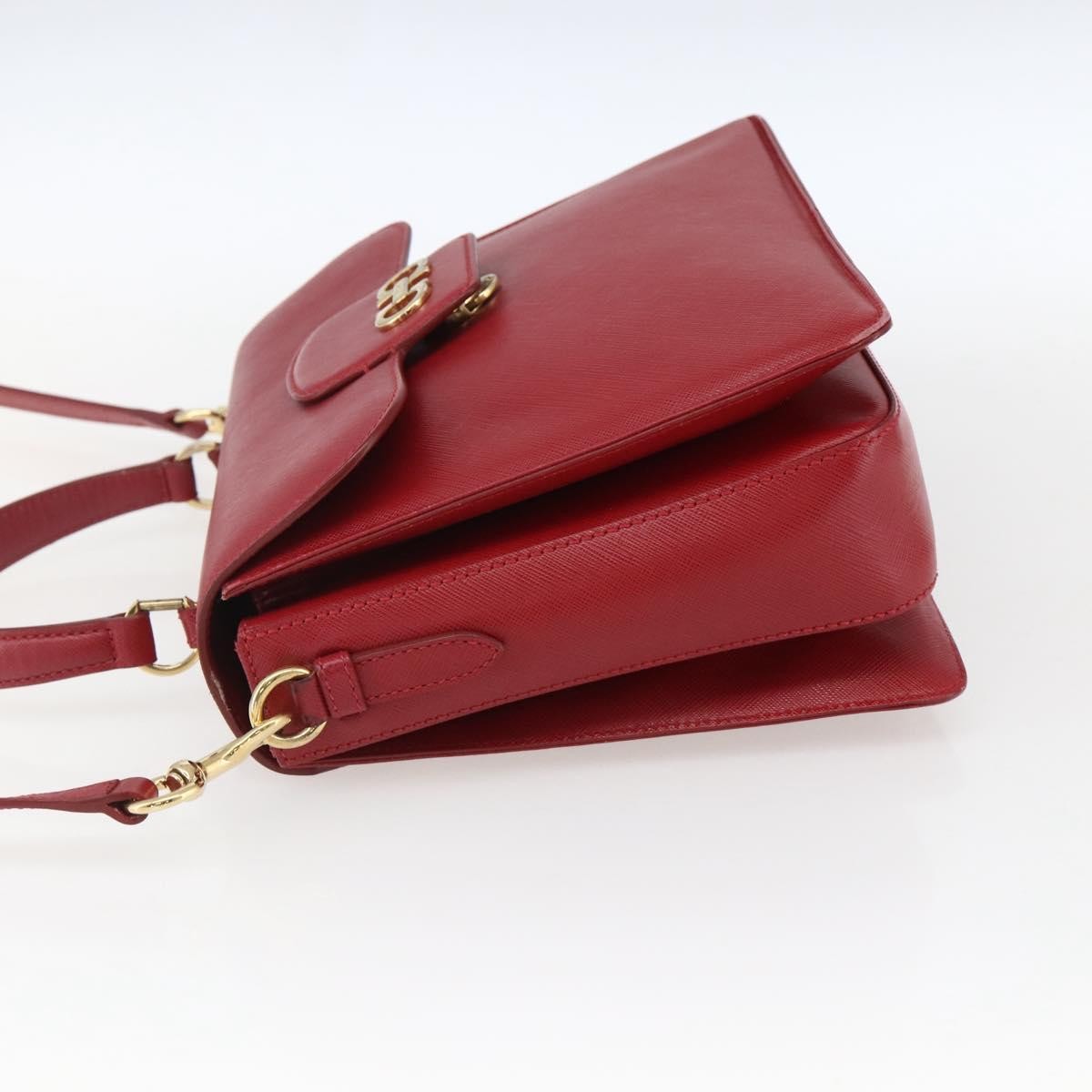 Salvatore Ferragamo Gancini Handbag Leather Red Leather Handbag (Authentic  )