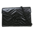 Gucci Gg Marmont Shoulder Bag Matelasse Leather Black Leather Handbag ( )
