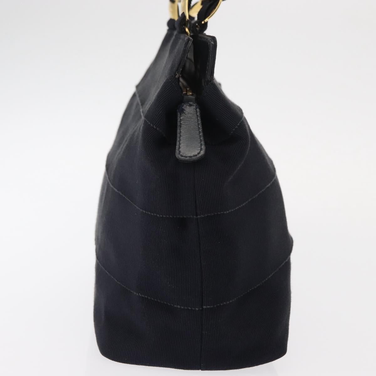 Salvatore Ferragamo Vala Handbag Canvas Navy Canvas Handbag (Authentic  )