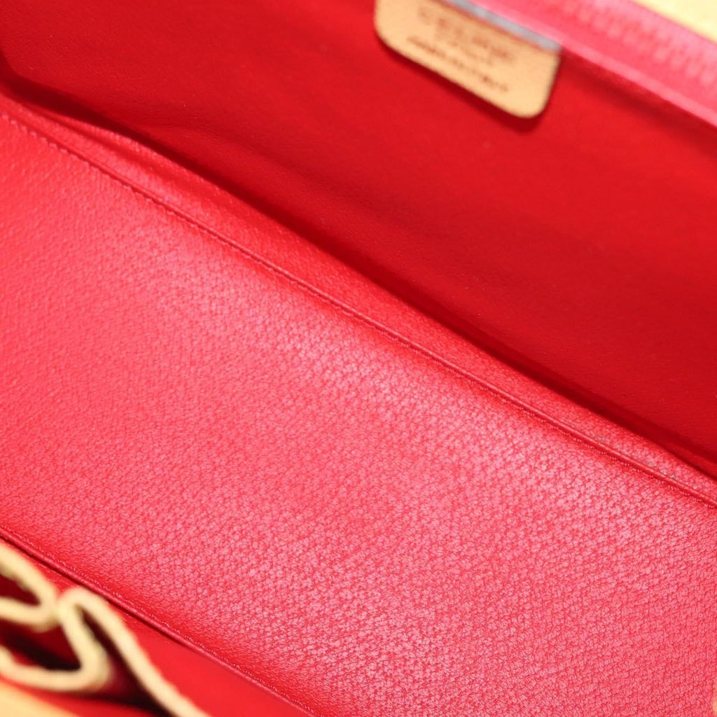 Celine Vintage Convertible Turnlock Top Handle Bag Leather Yellow Leather Bag (Authentic  )