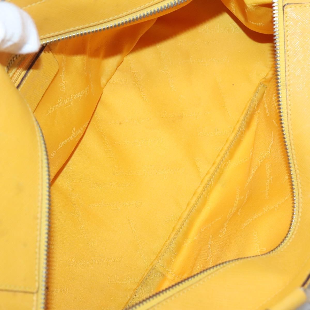 Salvatore Ferragamo Gancini Handbag Canvas And Leather Yellow Canvas Handbag (Authentic  )