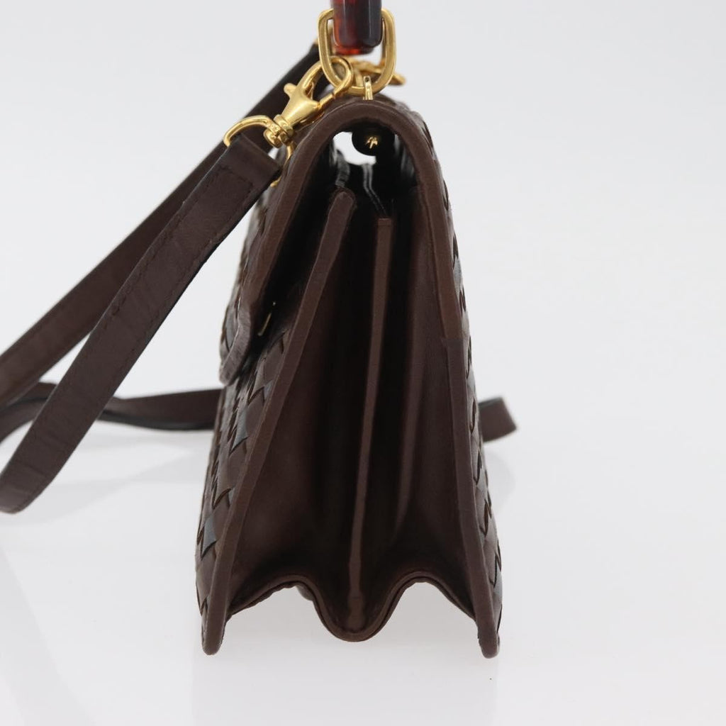 Bottega Veneta Intrecciato Handbag Leather Brown Leather Handbag ( )
