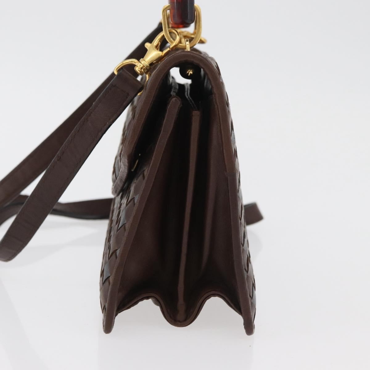 Bottega Veneta Intrecciato Handbag Leather Brown Leather Handbag ( )