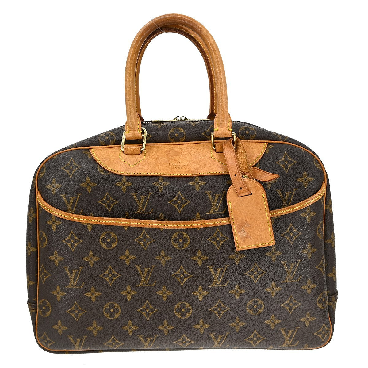 Louis Vuitton Deauville Handbag Monogram Canvas Brown Canvas Handbag ( )