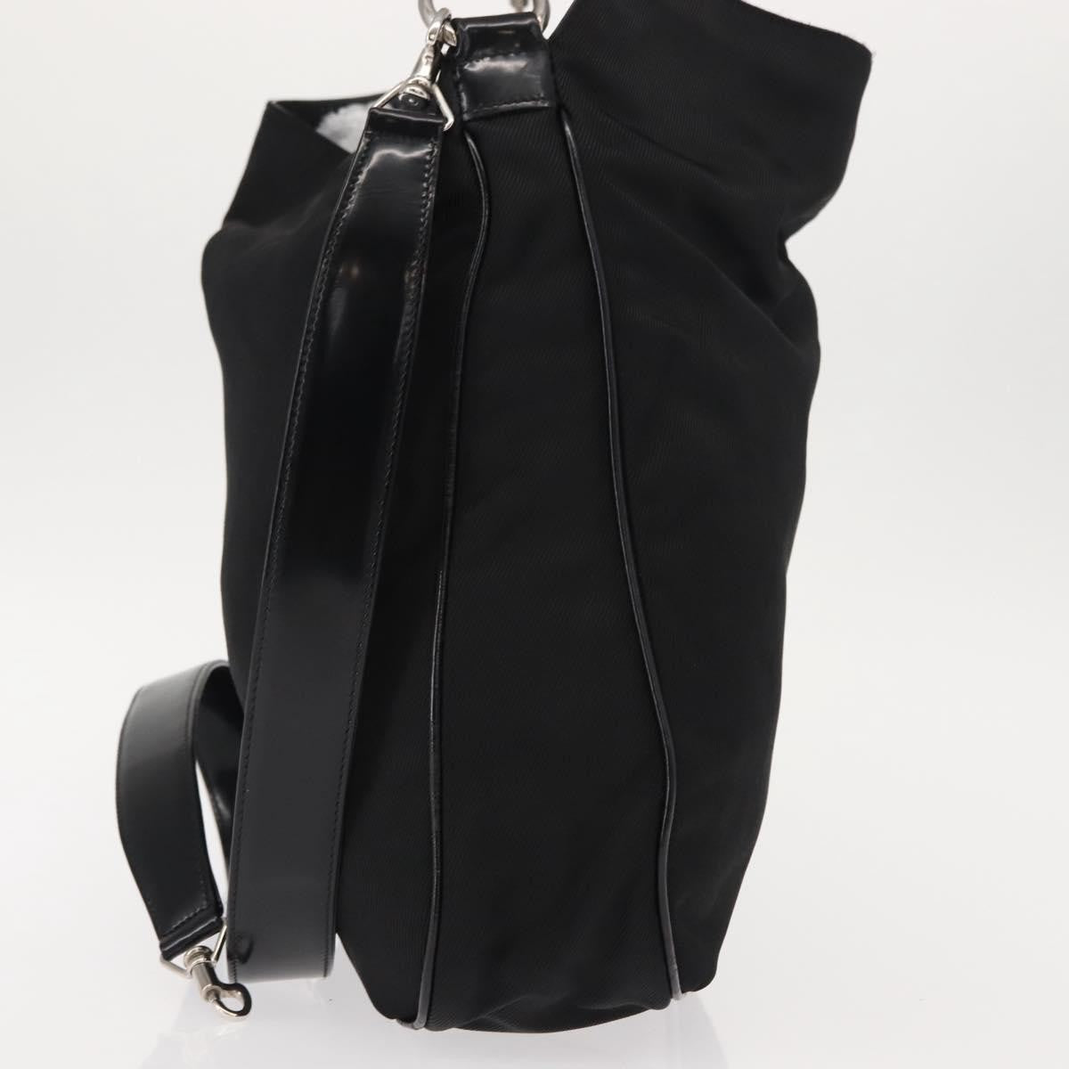 Gucci Vintage Bamboo Handle Bag Nylon Black Nylon Handbag (Authentic  )