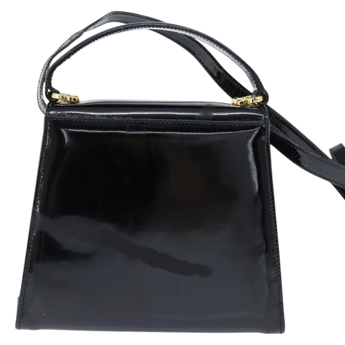 Salvatore Ferragamo Vala Handbag Patent Leather Black Patent_Leather Handbag (Authentic  )