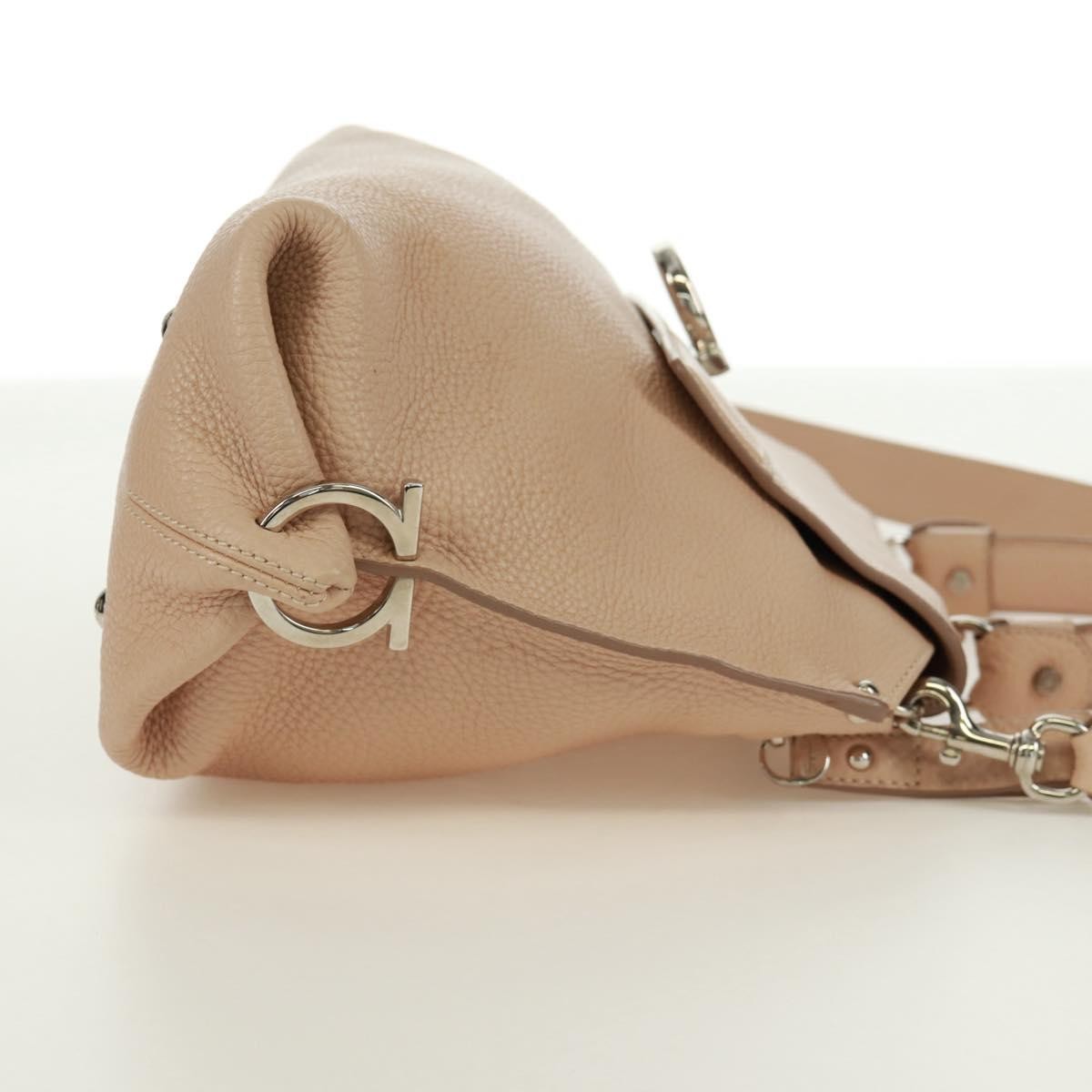 Salvatore Ferragamo Sofia Satchel Grainy Leather Beige Leather Handbag (Authentic  )