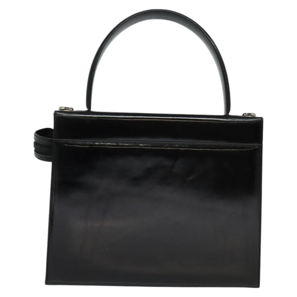 Salvatore Ferragamo Gancini Handbag Patent Leather Black Patent_Leather Handbag (Authentic  )