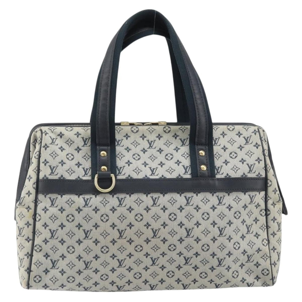 Louis Vuitton Josephine Handbag Mini Lin Blue Canvas Handbag (Authentic  )