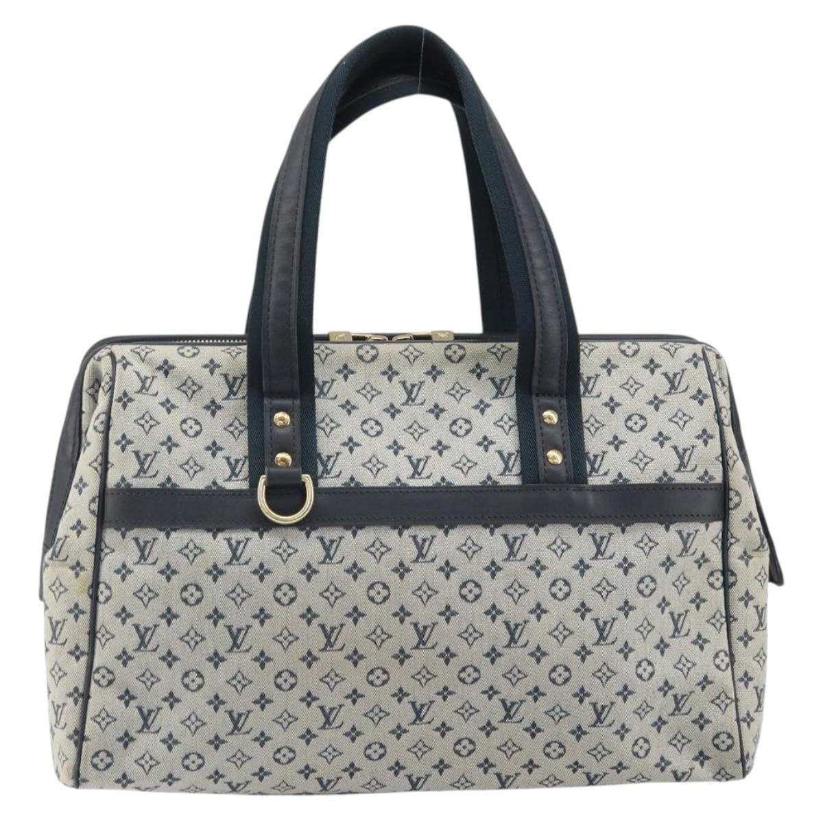 Louis Vuitton Josephine Handbag Mini Lin Blue Canvas Handbag (Authentic  )