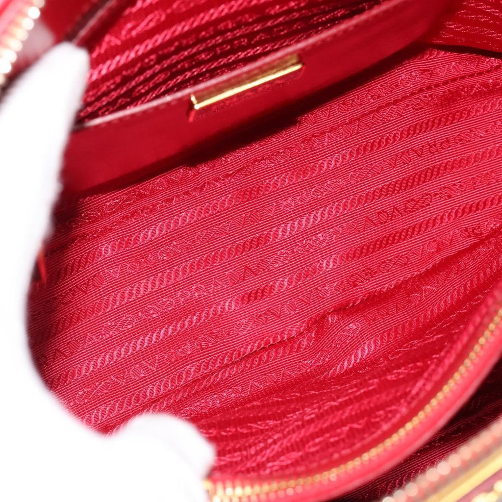 Prada Promenade Bag Vernice Saffiano Leather Red Leather Handbag ( )