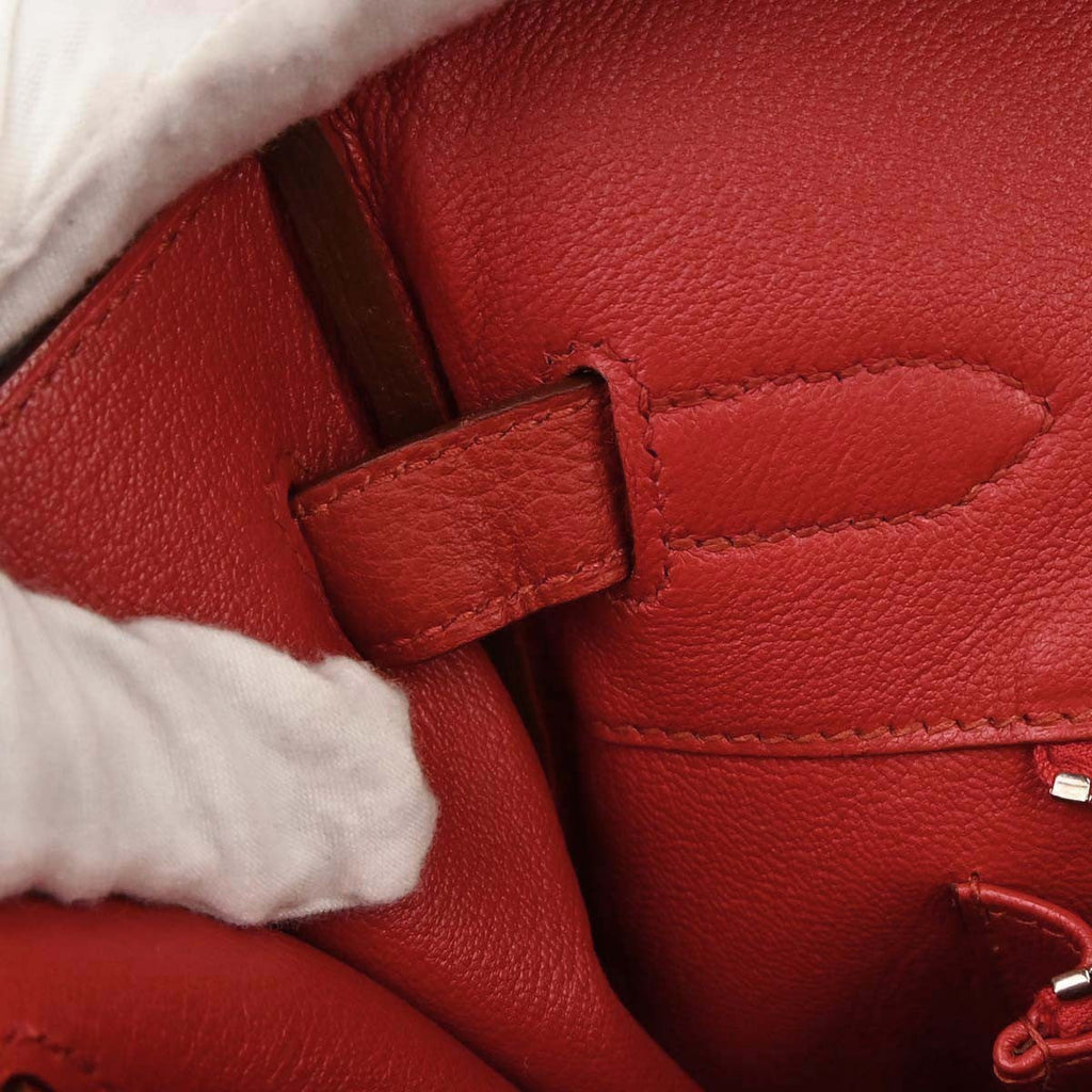 Hermes Birkin Handbag Red Togo With Palladium Hardware Red Leather Handbag ( )