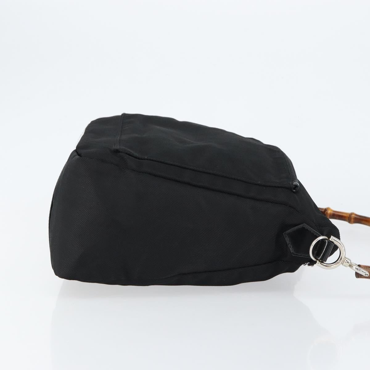 Gucci Vintage Bamboo Handle Bag Nylon Black Nylon Handbag (Authentic  )