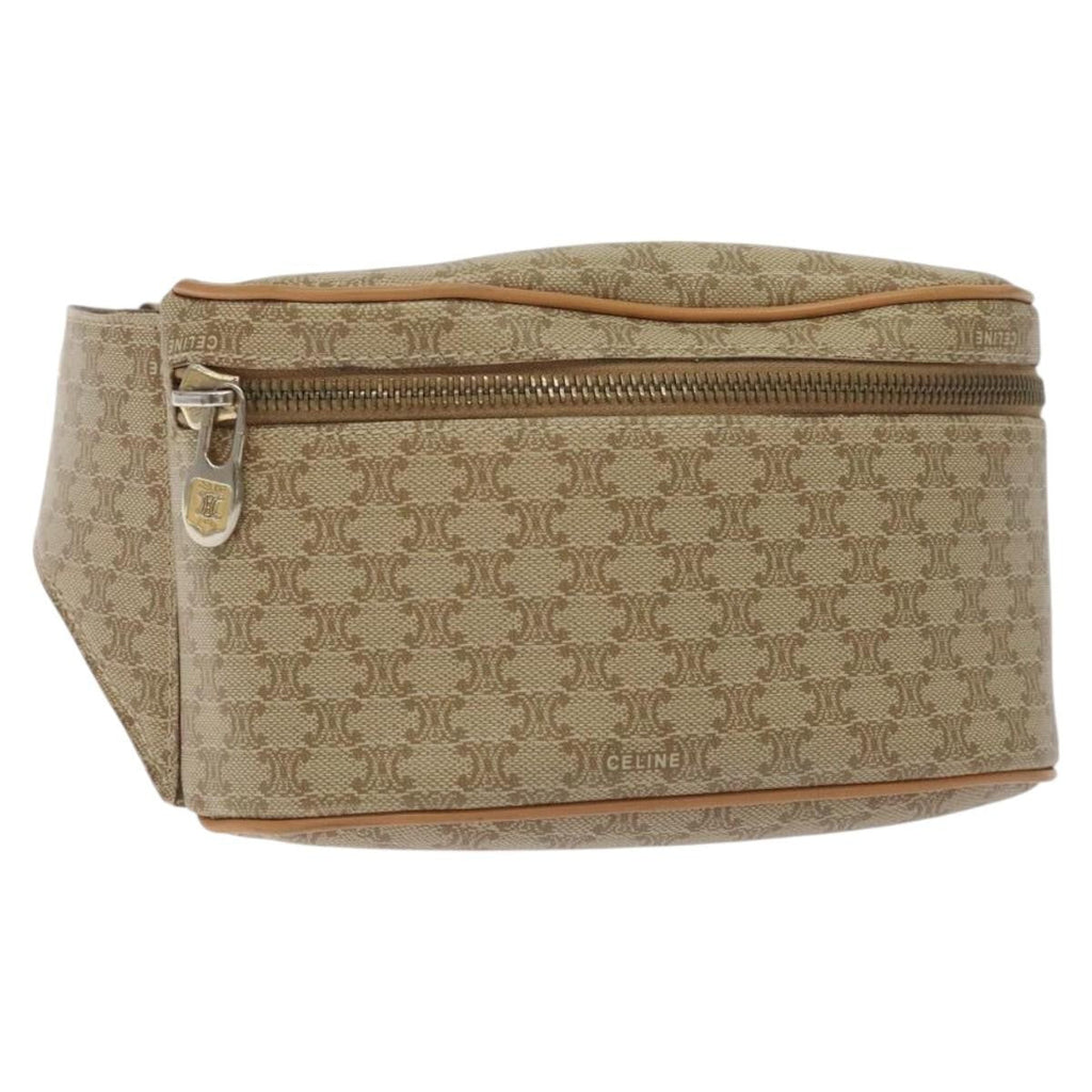 Celine Vintage Macadam Shoulder Bag Macadam Canva  Vinyl Beige Pvc,Canvas Backpack Bag ( )