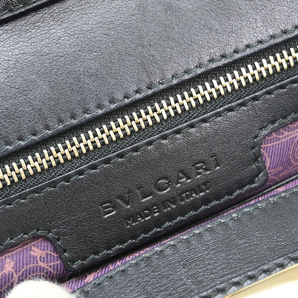 Bvlgari Isabella Rossellini Bag Canvas With Leather Black Canvas Handbag ( )