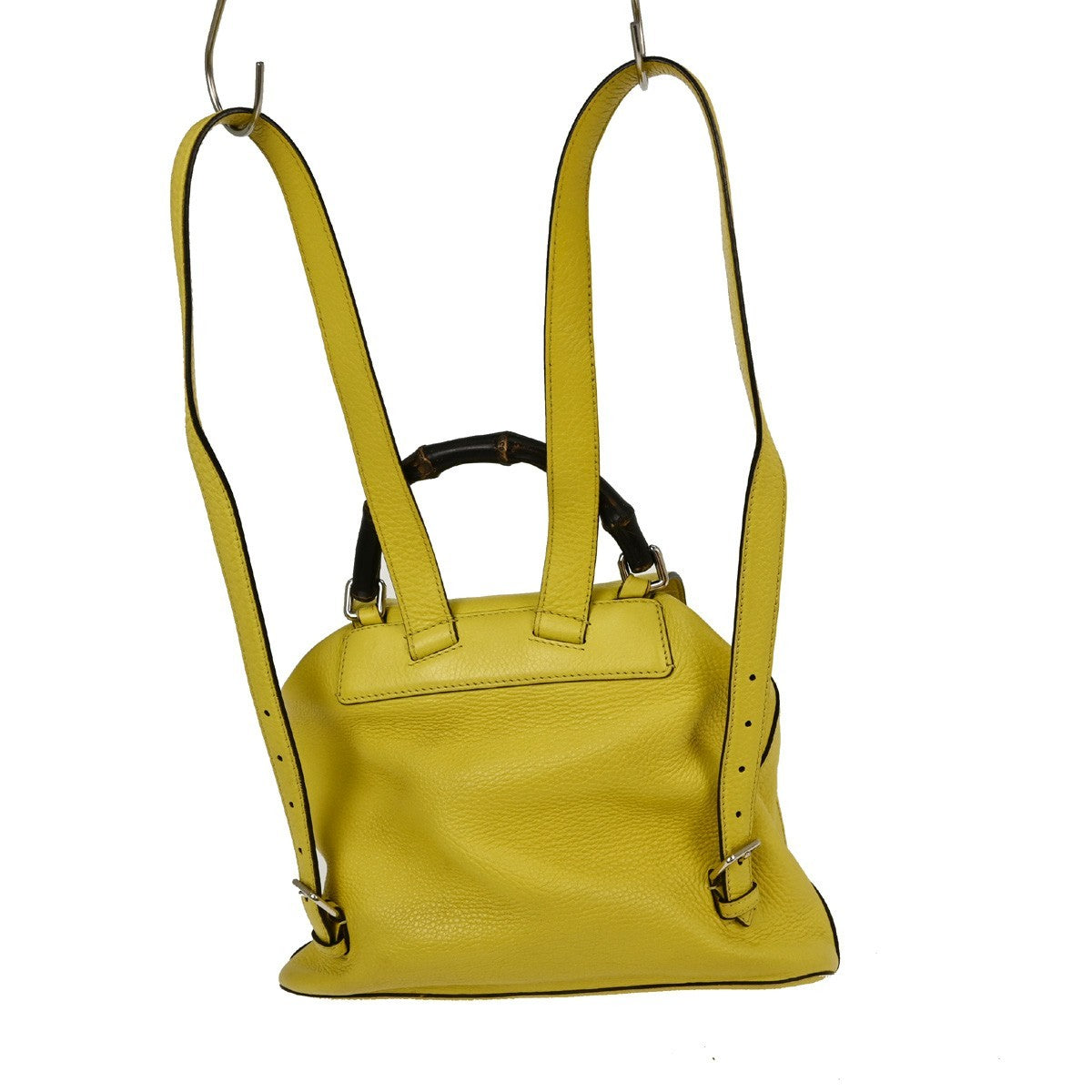 Gucci Bamboo Tassel Backpack Leather Yellow Leather Backpack Bag (Authentic  )