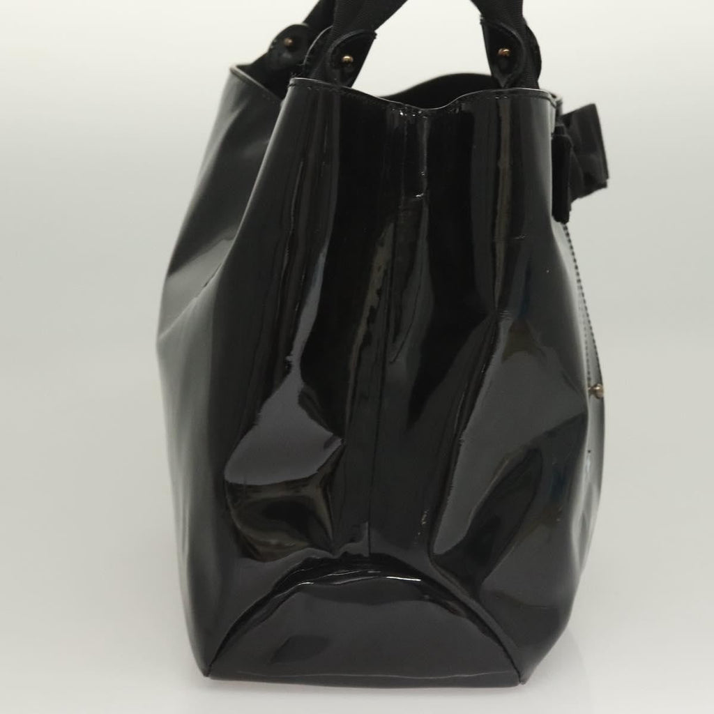 Salvatore Ferragamo Vala Handbag Patent Leather Black Patent_Leather Handbag (Authentic  )