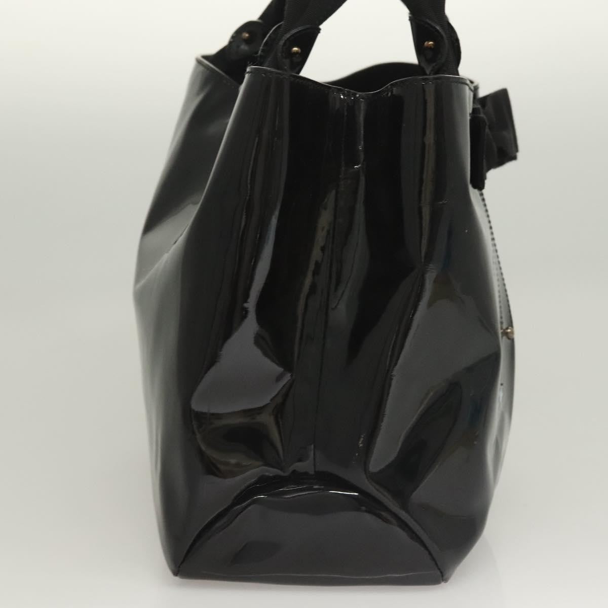 Salvatore Ferragamo Vala Handbag Patent Leather Black Patent_Leather Handbag (Authentic  )
