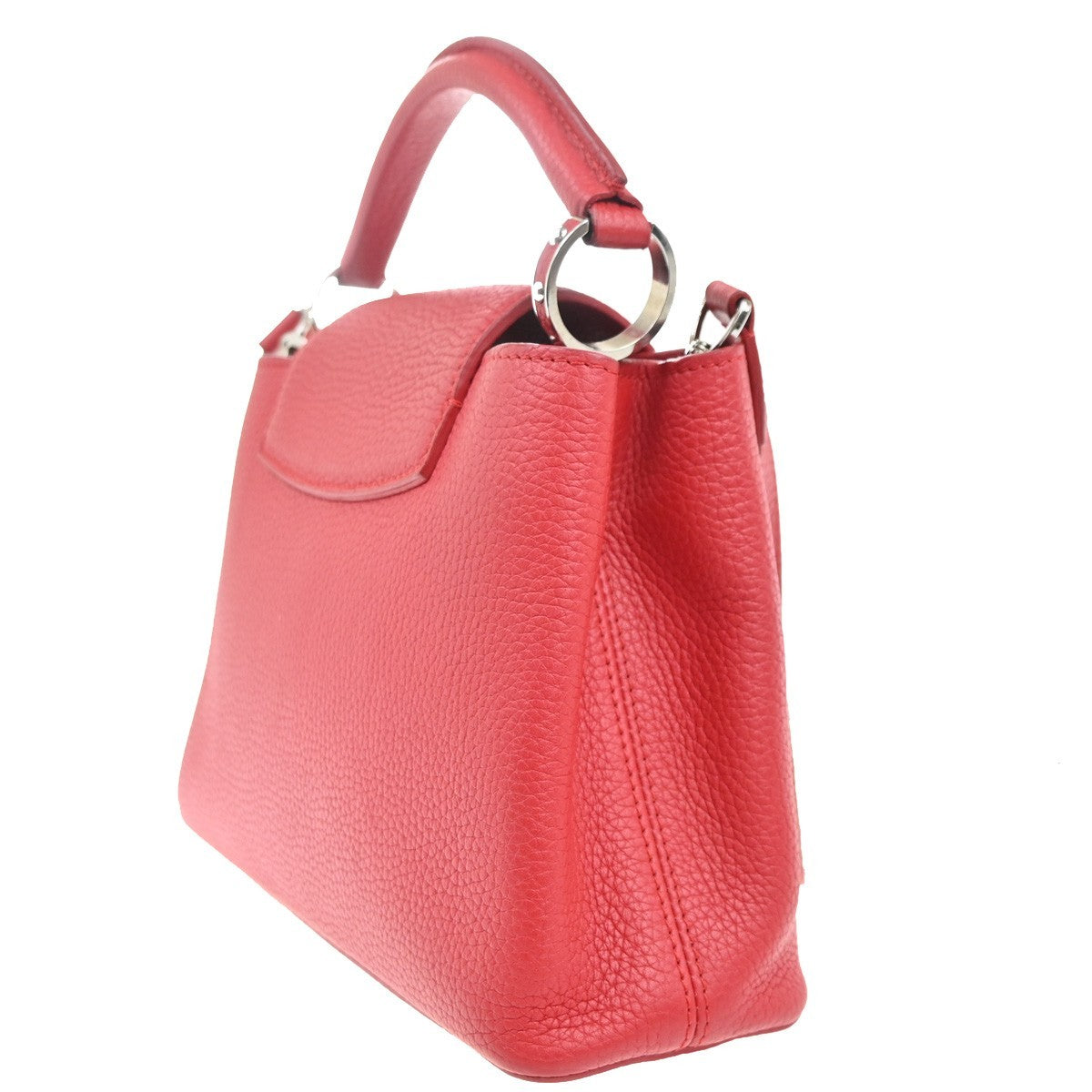 Louis Vuitton Capucines Bag Leather Red Leather Handbag (Authentic  )