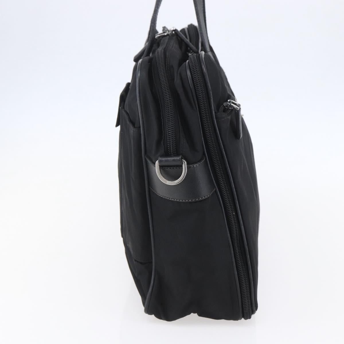 Prada Convertible Front Zip Briefcase Tessuto With Saffiano Leather Black Nylon Briefcase Bag (Authentic  )