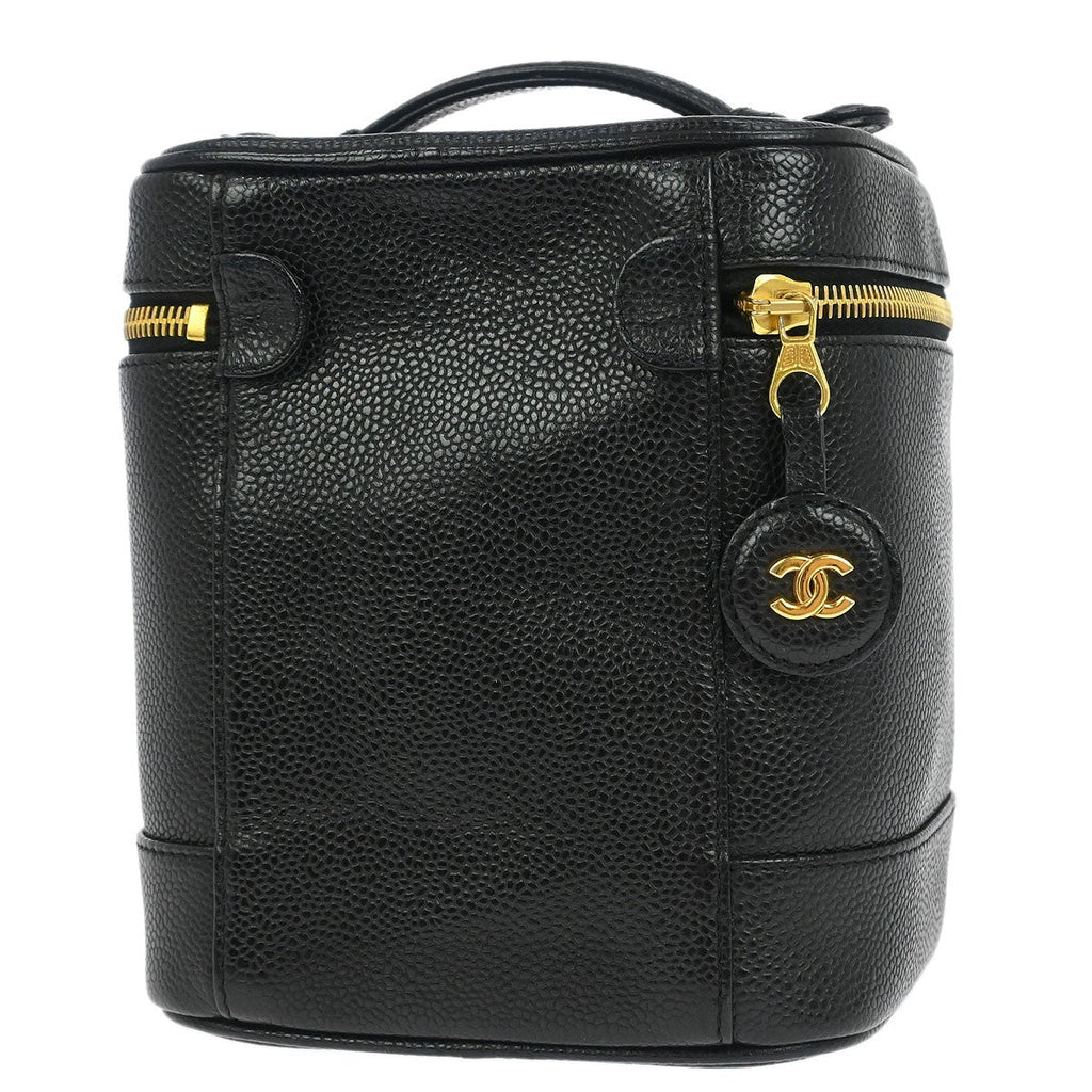 Chanel Vintage Timeless Cosmetic Case Caviar Black Leather Handbag (Authentic  )
