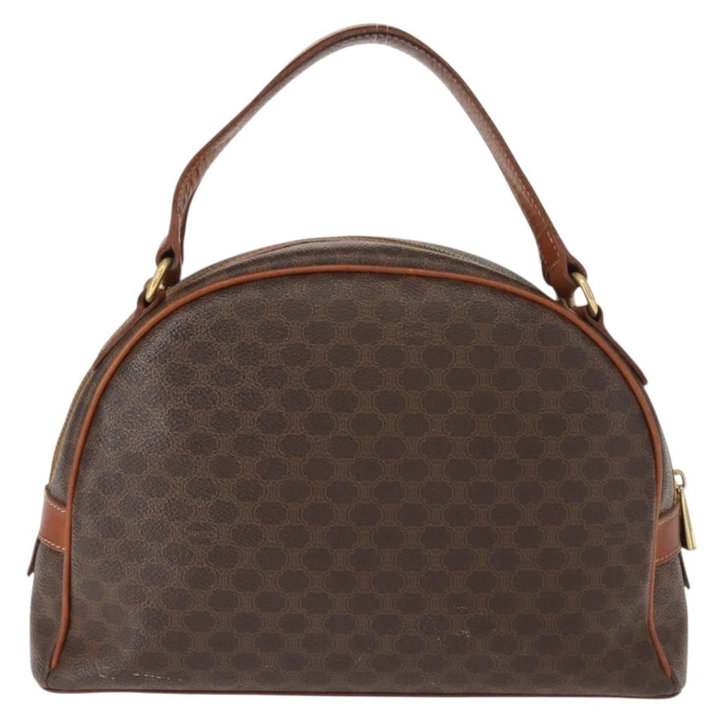 Celine Vintage Macadam Handbag Canvas And Leather Brown Canvas Handbag (Authentic  )