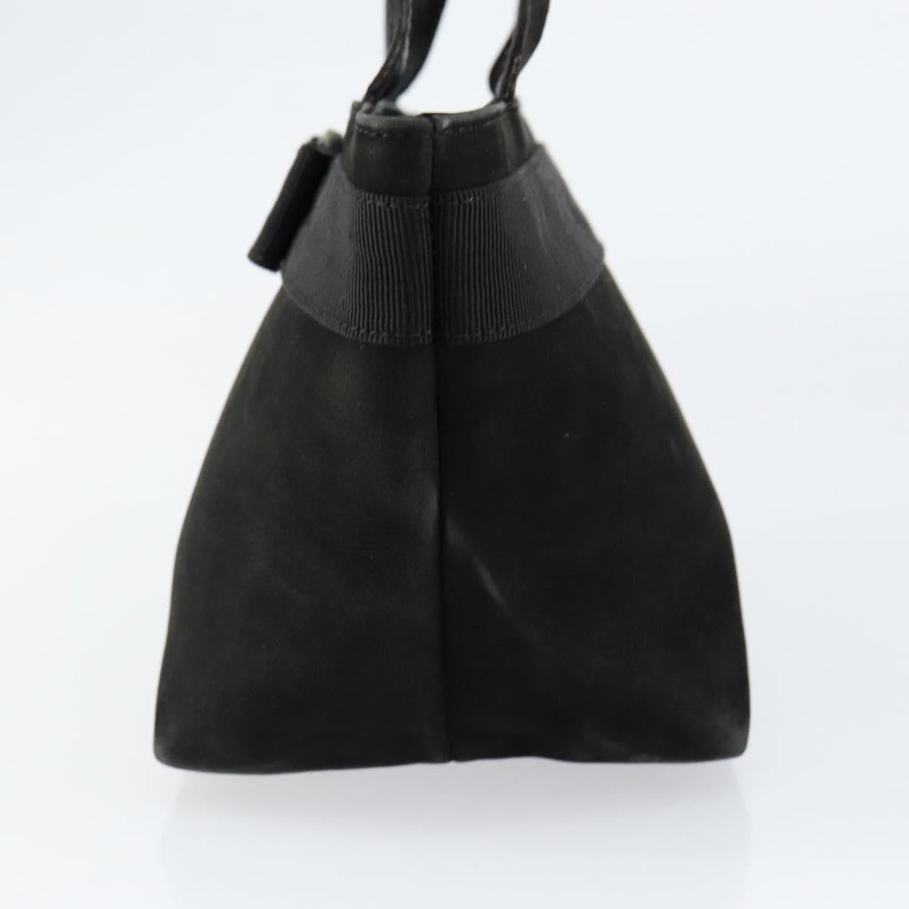 Salvatore Ferragamo Vala Handbag Suede Black Suede Handbag (Authentic  )