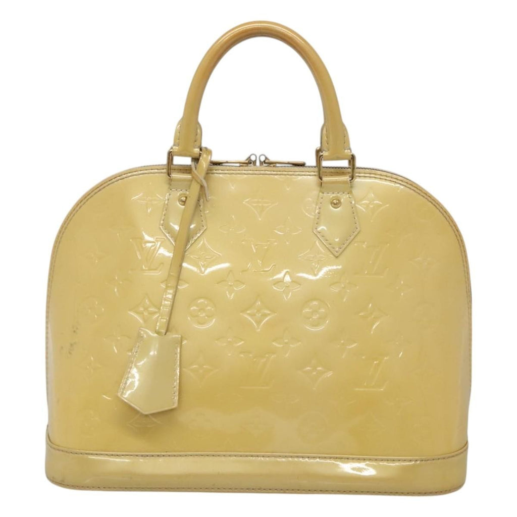 Louis Vuitton Alma Handbag Patent Leather Yellow Patent_Leather Handbag (Authentic  )