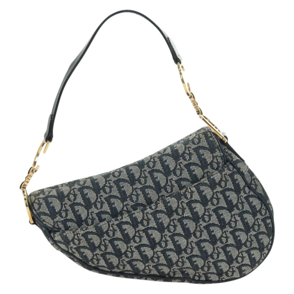 Christian Dior Saddle Handbag Oblique Canvas Navy Canvas Handbag ( )