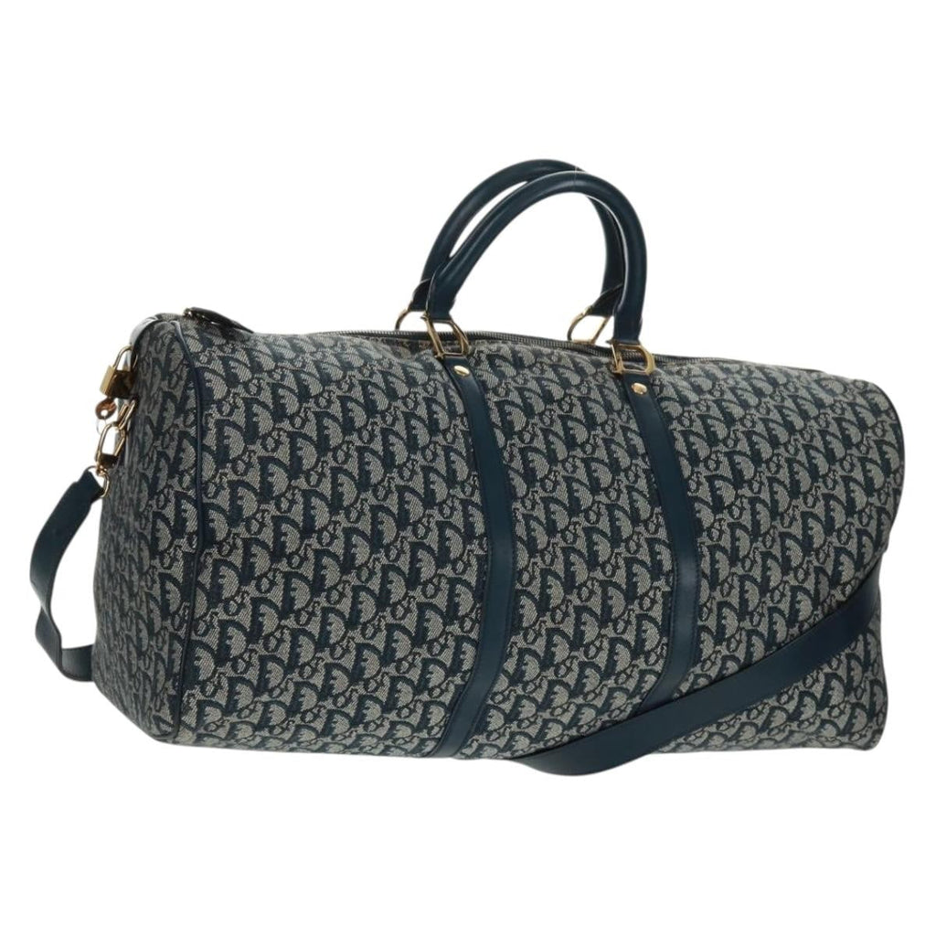 Christian Dior Vintage Trotter Boston Bag Diorissimo Canvas Navy Canvas Handbag ( )