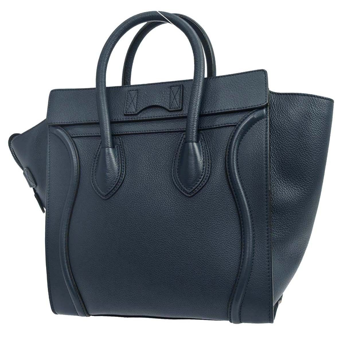 Celine Luggage Bag Grainy Leather Navy Leather Handbag ( )