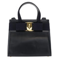 Salvatore Ferragamo Convertible Vara Bow Tote Leather Navy Leather Handbag (Authentic  )