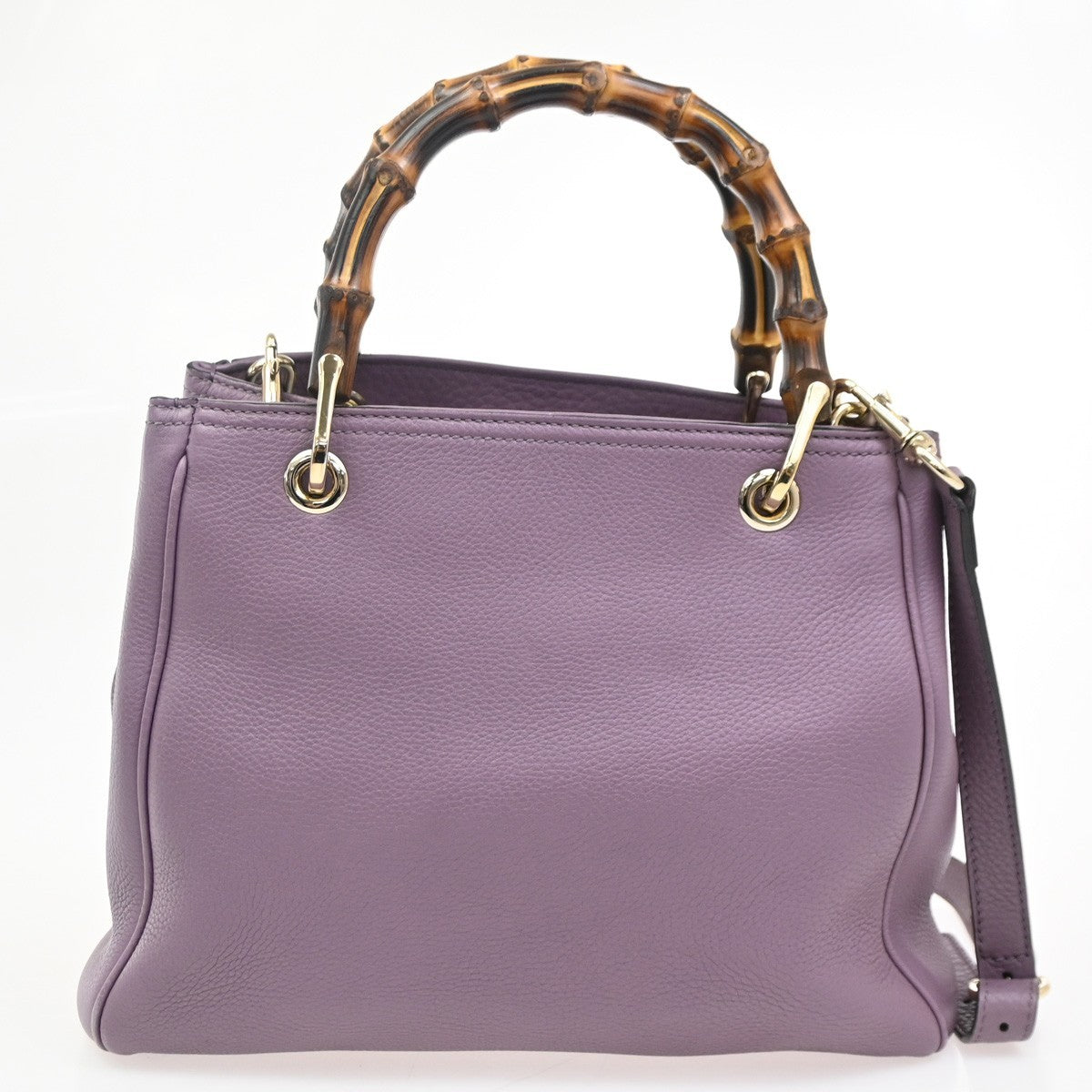 Gucci Bamboo Shopper Tote Leather Purple Leather Handbag (Authentic  )