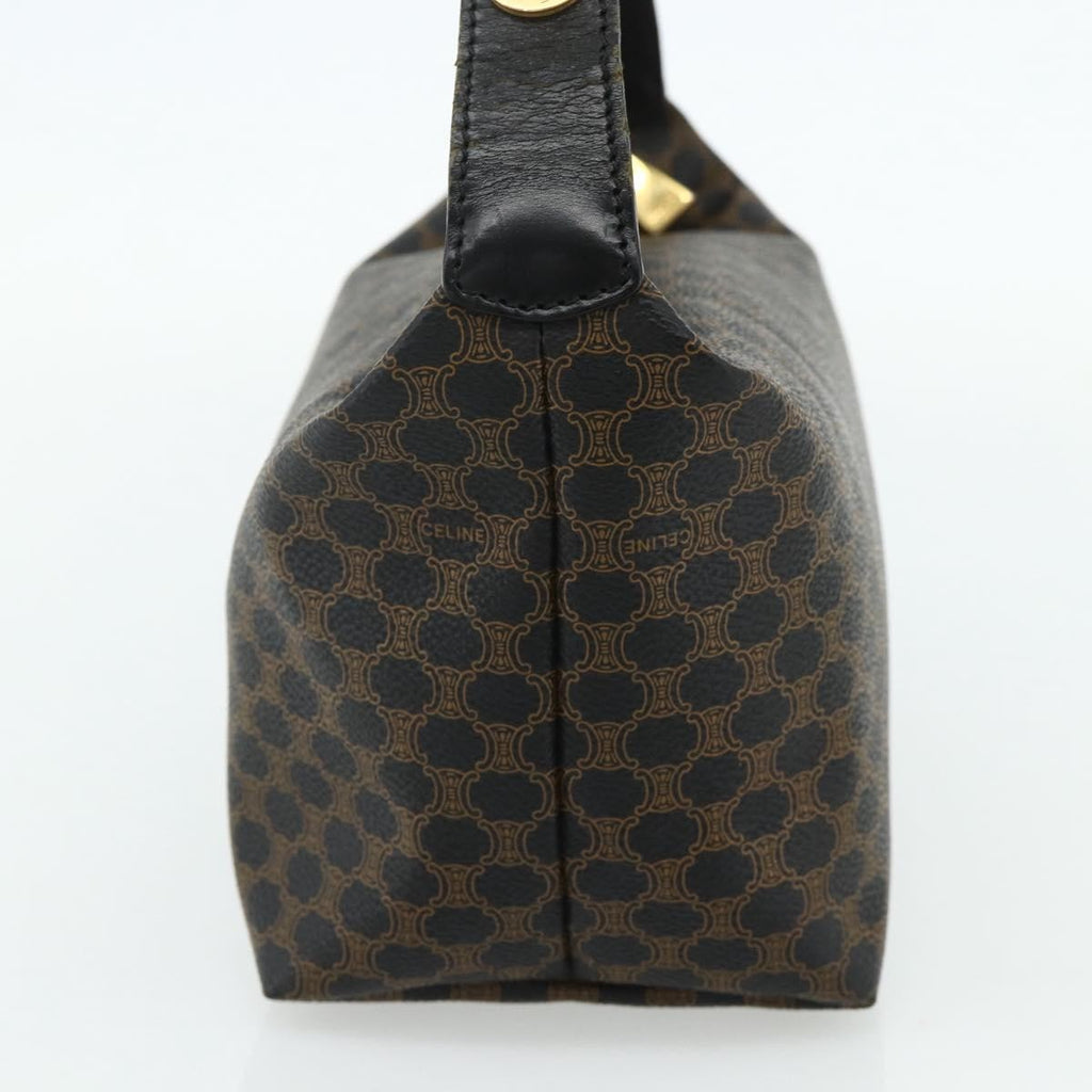 Celine Vintage Macadam Shoulder Bag Macadam Canva  Vinyl Black Canvas Handbag ( )