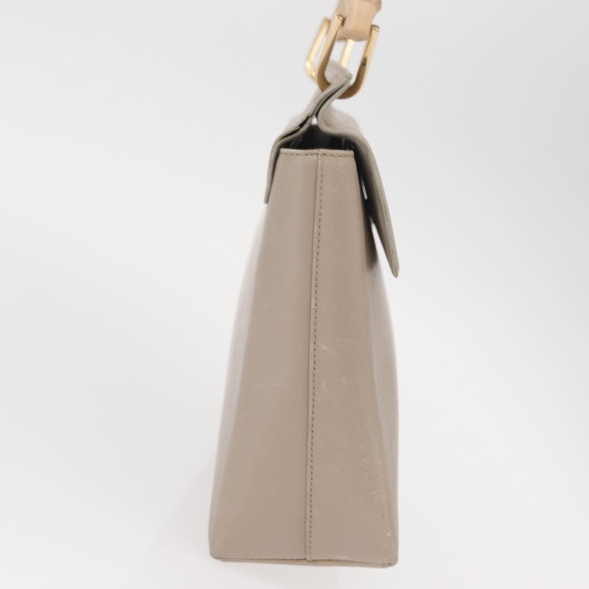 Gucci Vintage Bamboo Handle Bag Leather Beige Leather Handbag (Authentic  )