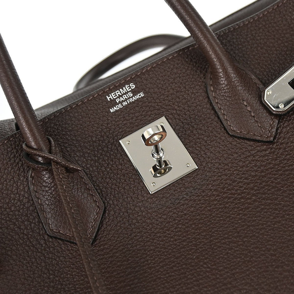 Hermes Birkin Handbag Veau Crispe Togo Chocolate Brown Leather Handbag ( )