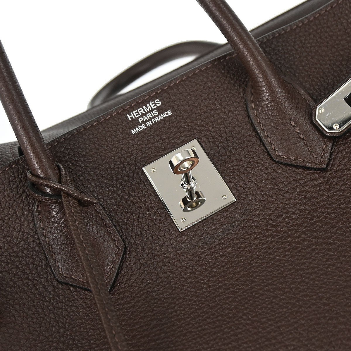 Hermes Birkin Handbag Veau Crispe Togo Chocolate Brown Leather Handbag ( )