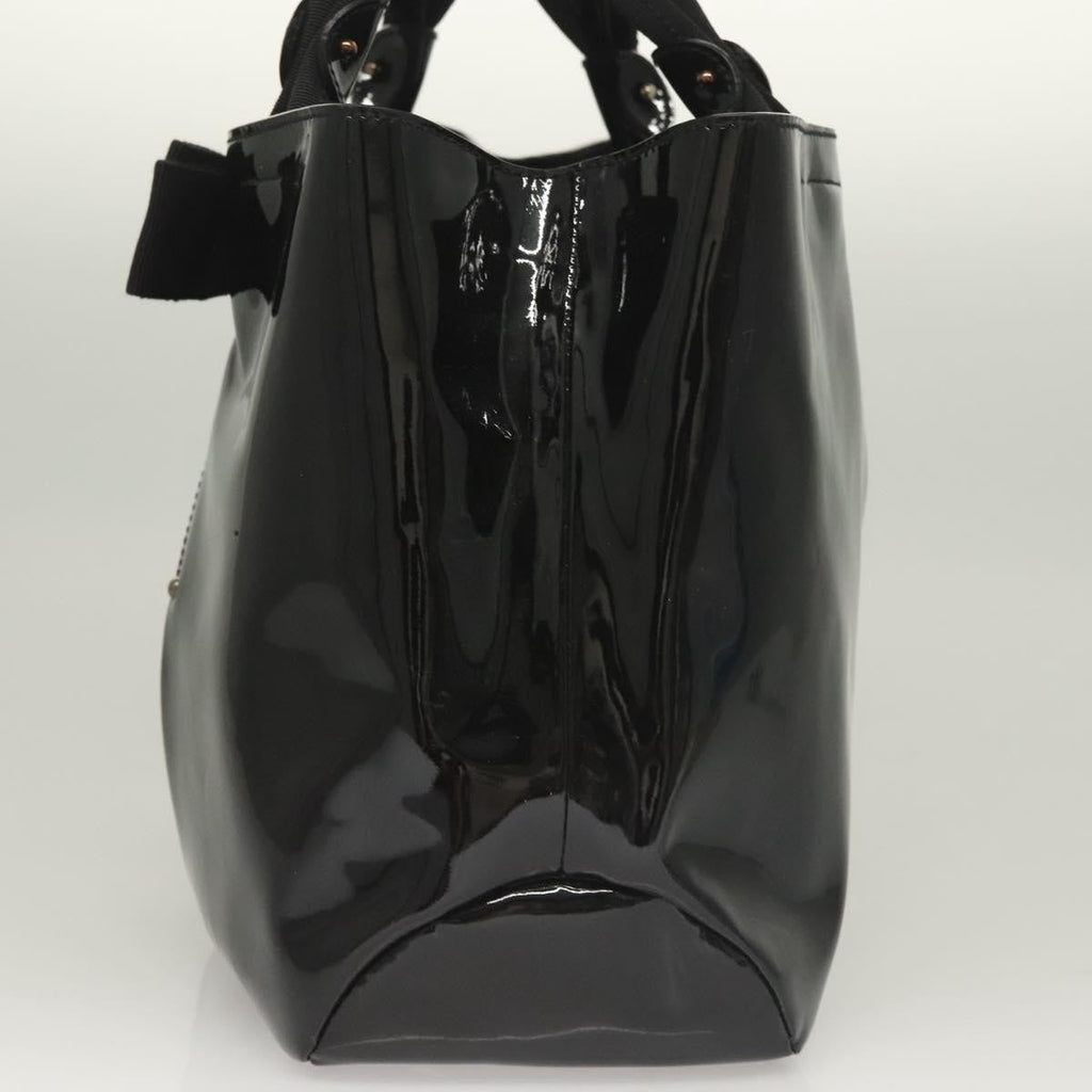 Salvatore Ferragamo Vala Handbag Patent Leather Black Patent_Leather Handbag (Authentic  )
