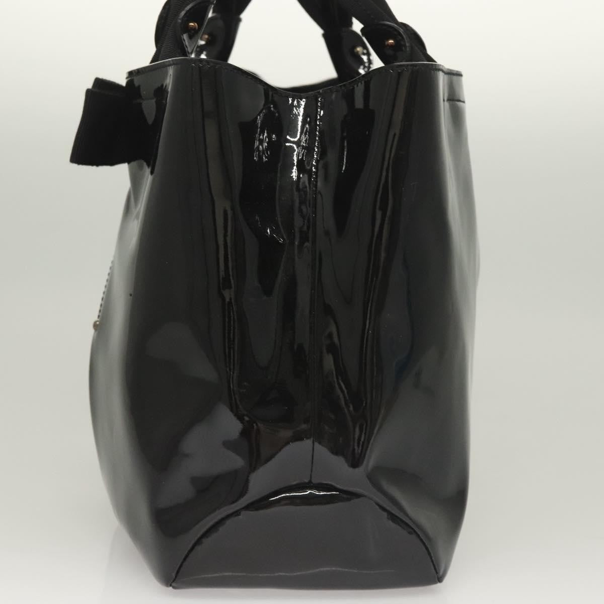 Salvatore Ferragamo Vala Handbag Patent Leather Black Patent_Leather Handbag (Authentic  )