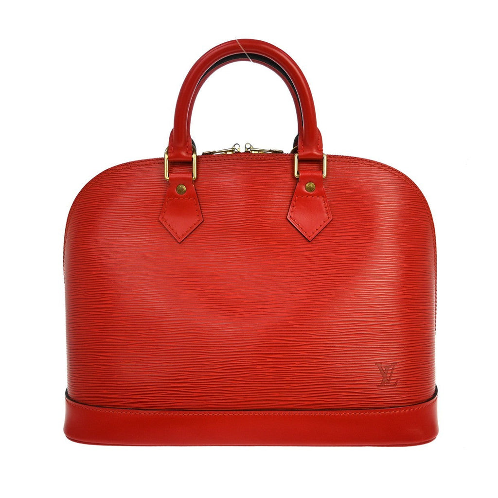 Louis Vuitton Alma Handbag Monogram Canvas Red Leather Handbag ( )