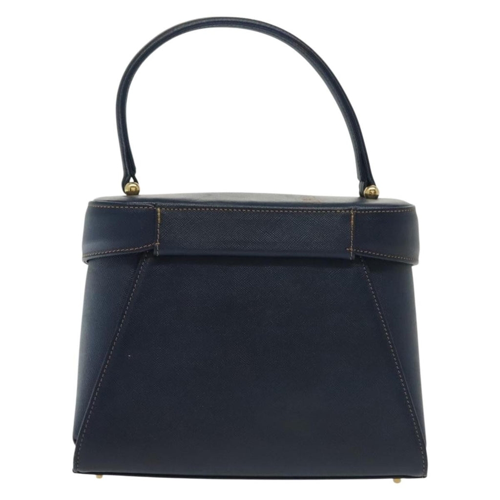 Valentino Garavani Vintage Handbag Leather Navy Leather Handbag (Authentic  )
