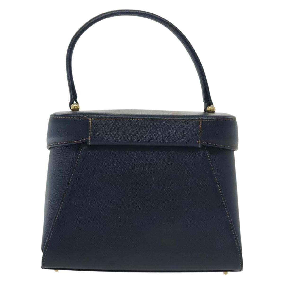 Valentino Garavani Vintage Handbag Leather Navy Leather Handbag (Authentic  )