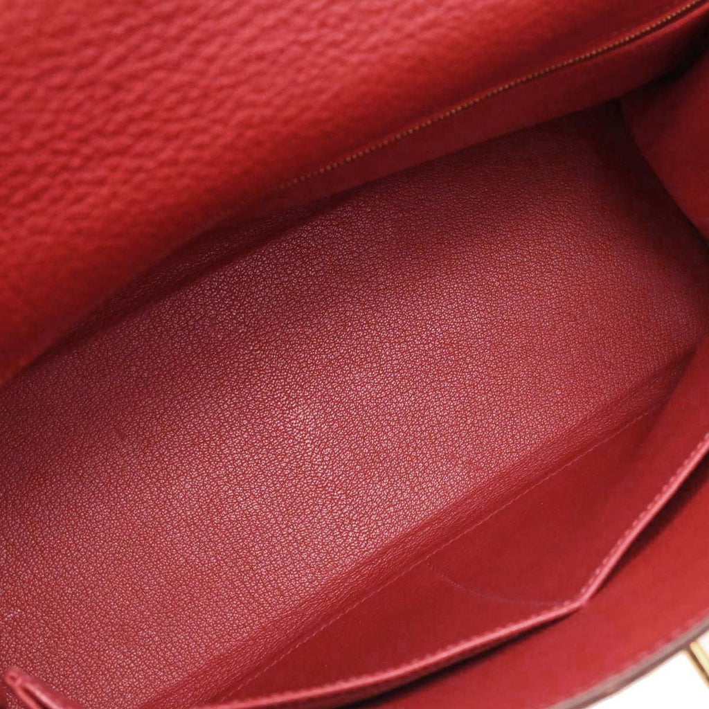 Hermes Kelly Handbag Red Togo With Gold Hardware Red Leather Handbag (Authentic  )