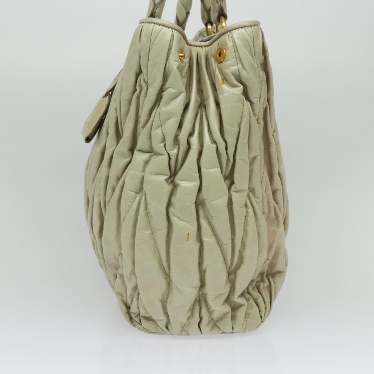 Miu Miu Coffer Convertible Satchel Leather Beige Leather Handbag (Authentic  )