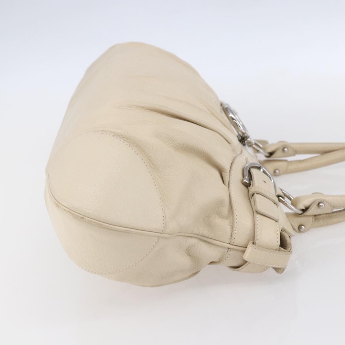 Salvatore Ferragamo Gancini Handbag Leather Beige Leather Handbag (Authentic  )