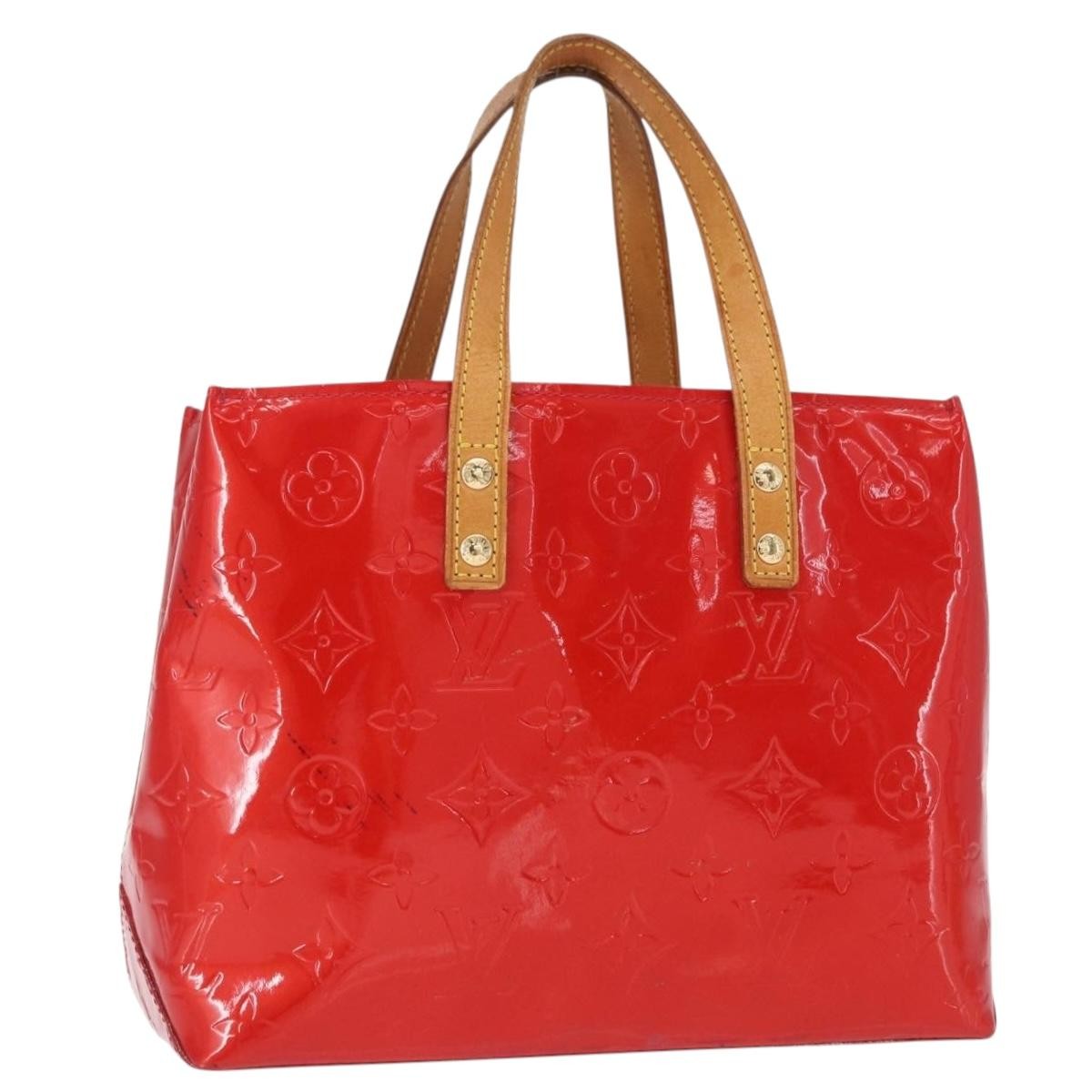 Louis Vuitton Reade Handbag Monogram Vernis Red Patent_Leather Handbag (Authentic  )